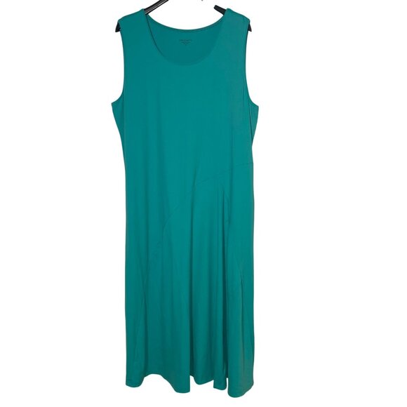 Travelsmith Stretch Tank Maxi Dress Teal Sz 2X Casual Comfy Travel - Picture 1 of 5